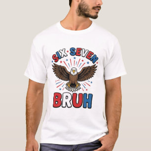 Camiseta Águila Patriótica Seis Siete Bruh Diseño Vectorial