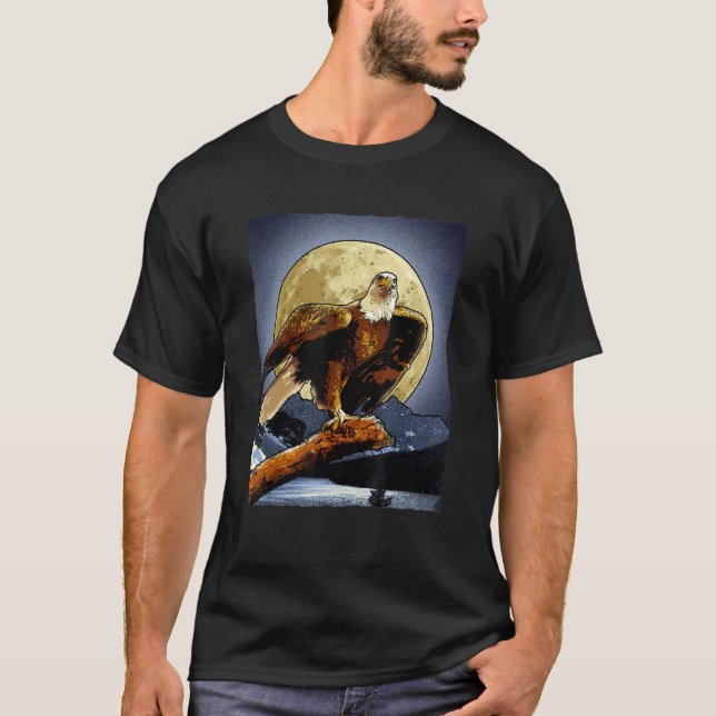 Camiseta Aguila Realista Vintage Cute Eagle Night Artistic (Anverso)
