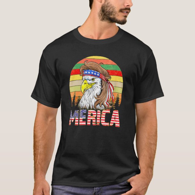 Camiseta Águila Retro Vintage Bandera Estadounidense Merica (Anverso)