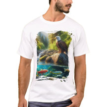 Camiseta Águila Sobre Corriente De Montaña Natural