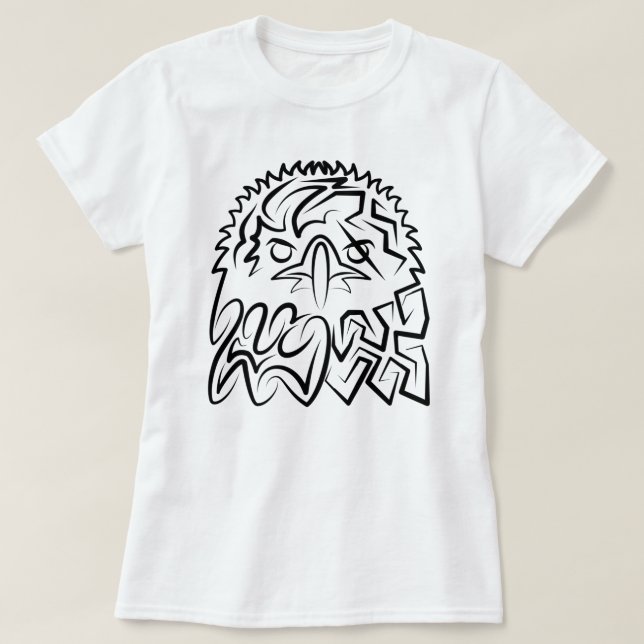 Camiseta Águila Tribal Negra y Blanca (Diseño del anverso)