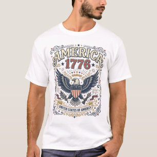 Camiseta Águila Vintage América 1776 Patriótico