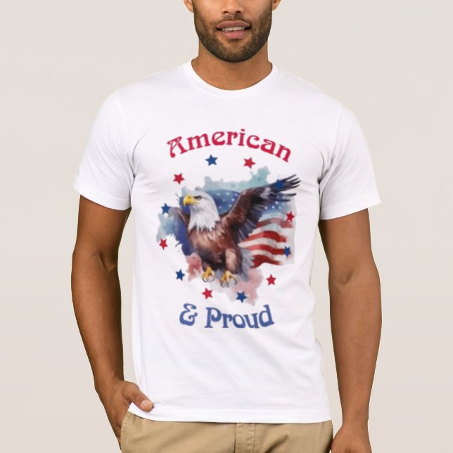 Camiseta Águila y bandera americanas y orgullosas (Anverso)