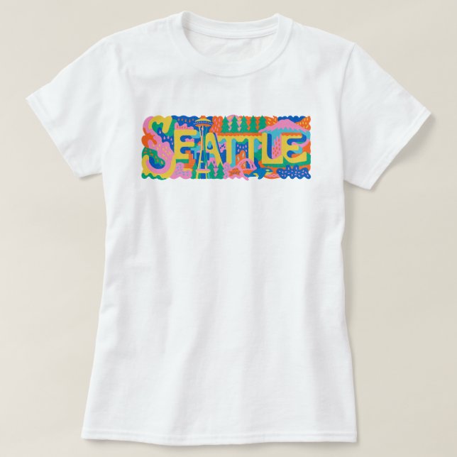 Camiseta Aguja Espacial Retro Seattle Mount Rainier Orca Ba (Diseño del anverso)