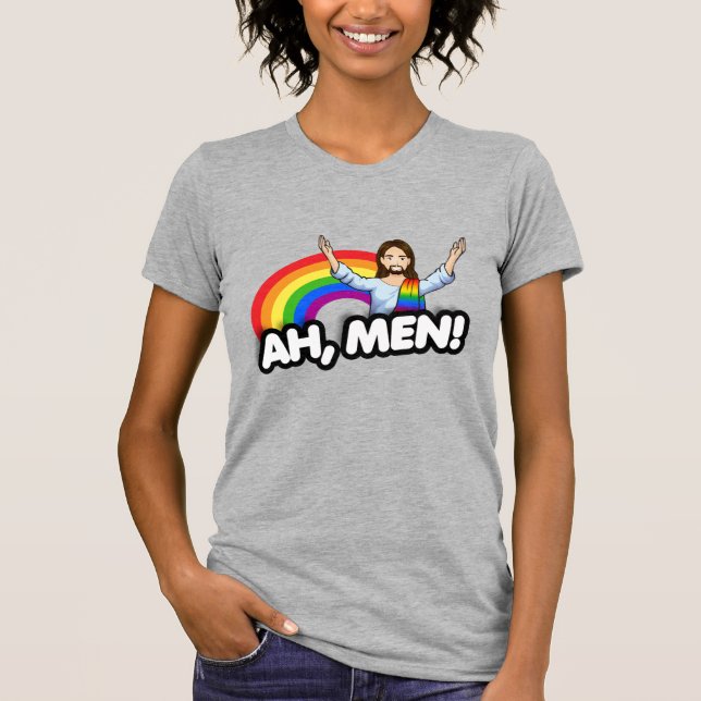 Camiseta Ah hombres - Jesús Arcoíris (Anverso)