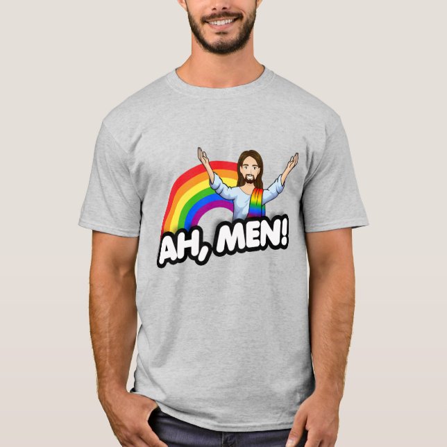 Camiseta Ah hombres - Jesús Arcoíris (Anverso)