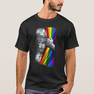 Camiseta Ah Hombres Jesús Orgullo Cristiano Bandera Arcoiri