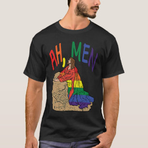 Camiseta Ah Hombres LGBT Oración de Jesús Oración Gay Bande
