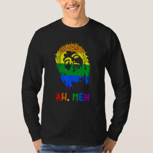 Camiseta Ah Men Arcoiris Bandera del Orgullo LGBTQ Gay Jesu