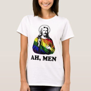 Camiseta Ah Men Funny Jesús Cristiano Arcoiris LGBT, Orgull