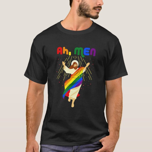 Camiseta Ah Men Funny Lgbtq Orgullo Gay Bandera Arcoiris Je (Anverso)