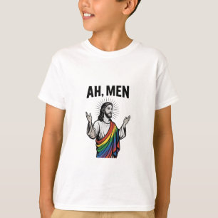 Camiseta Ah Men Funny Orgullo Gay LGBT Jesús Arcoiris