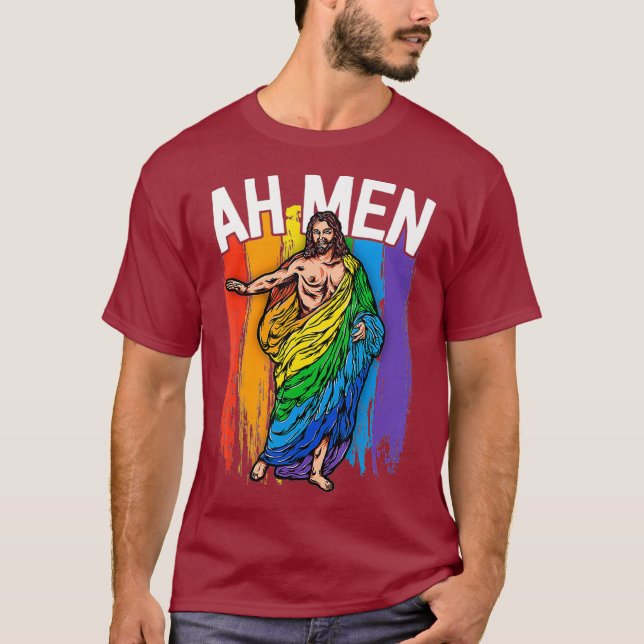 Camiseta Ah Men Gay Jesus Shirt Funny LGBTQ Shirts Gifts (Anverso)