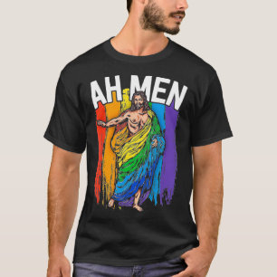 Camiseta Ah Men God Jesus Christian LGBTQ Lesbian Gay Pride