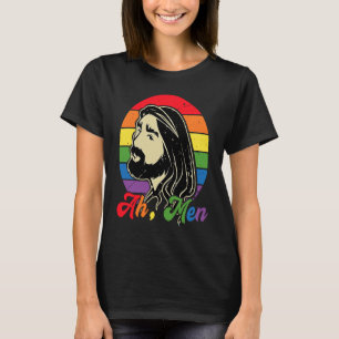 Camiseta Ah Men Jesus Christ Gay Rainbow Christian LGBTQ Al
