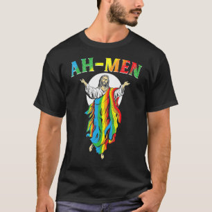 Camiseta Ah Men Lgbt Orgullo Gay Jesús Bandera Arcoiris Cri