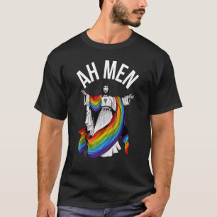 Camiseta Ah Men Rainbow Gay Jesus Christian Lgbt Bandera de