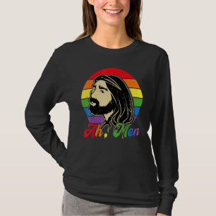 Camiseta Ah Men Rainbow Gay Jesus Christian Lgbt Bandera de