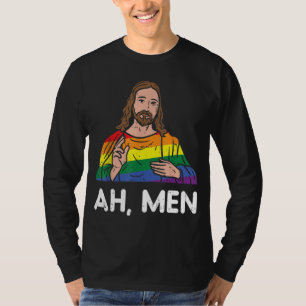 Camiseta Ah Men Rainbow Gay Jesus Christian LGBT Bandera de