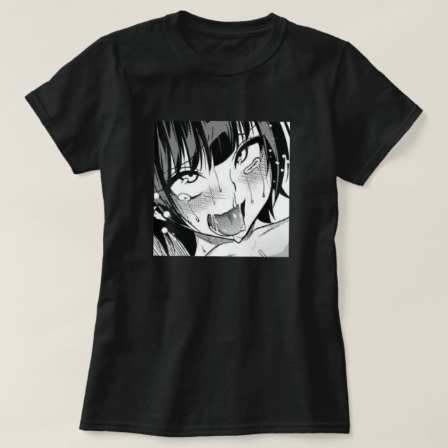 Camiseta Ahegao Anime Chica con lengua y manos afuera (Diseño del anverso)