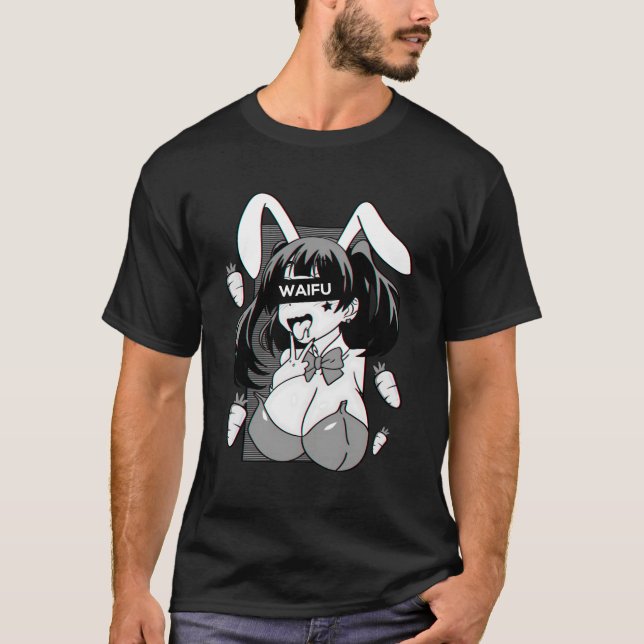 Camiseta Ahegao Lewd Anime Y Cosplay Conejo (Anverso)