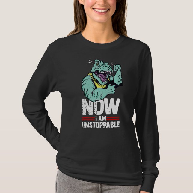 Camiseta Ahora Soy Imparable Dino Tirannosaur Rex Dinosauri (Anverso)