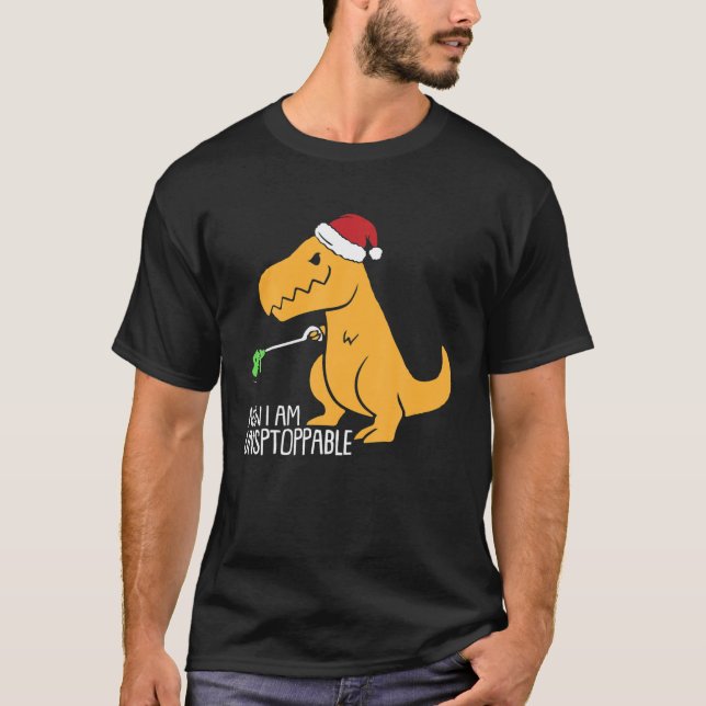 Camiseta Ahora Soy Imparable Navidades Rex Dinosaur Boys Gi (Anverso)