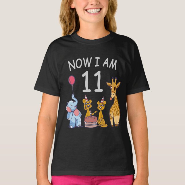 Camiseta Ahora tengo 11 años y 11 años en el zoológico (Anverso)