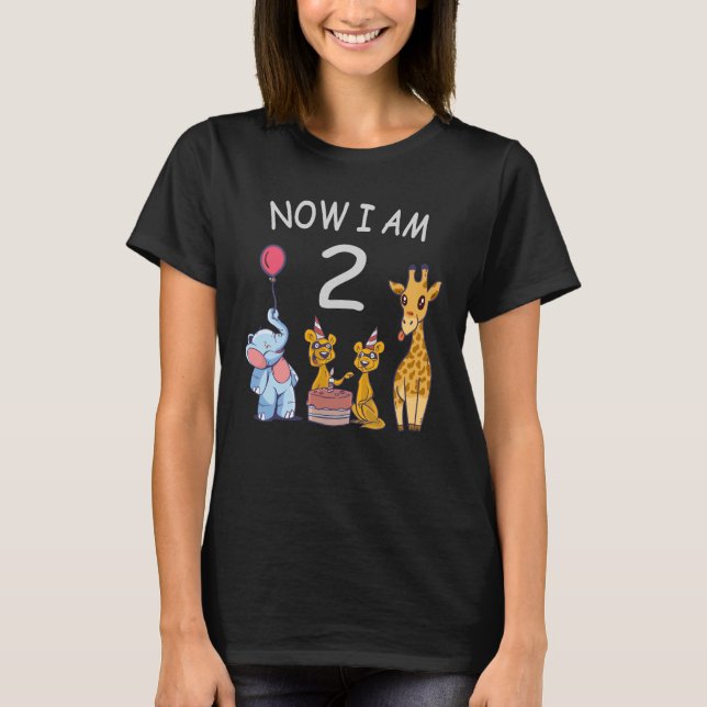 Camiseta Ahora tengo 2 años, segundo cumpleaños en el zooló (Anverso)