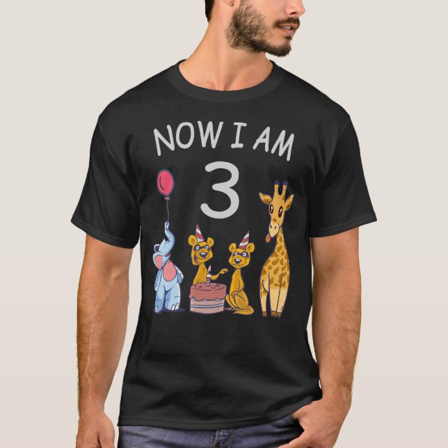 Camiseta Ahora tengo 3 años y 3 años en el zoológico (Anverso)