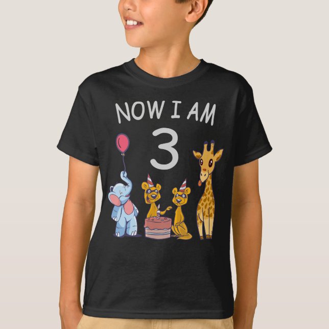 Camiseta Ahora tengo 3 años y 3 años en el zoológico (Anverso)
