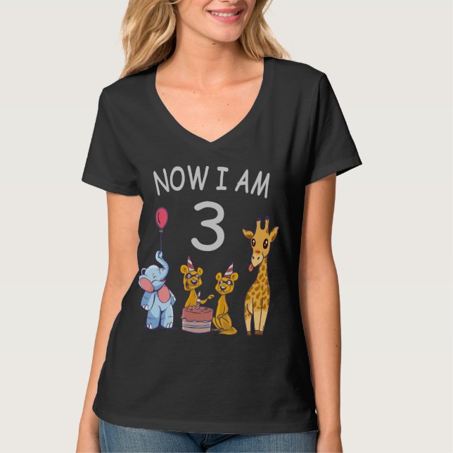 Camiseta Ahora tengo 3 años y 3 años en el zoológico (Anverso)