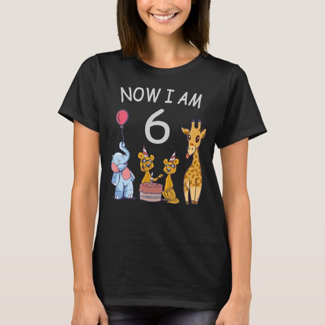 Camiseta Ahora tengo 6 años, 6 años, cumpleaños en el zooló (Anverso)
