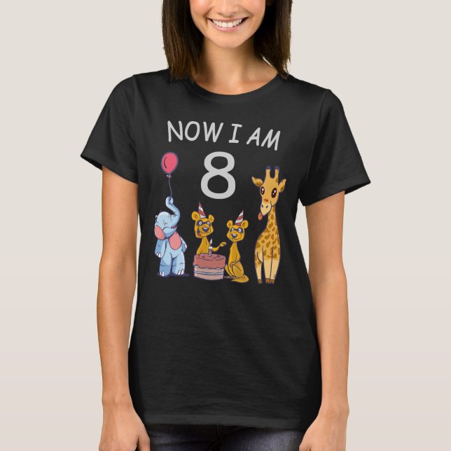 Camiseta Ahora tengo 8 años, 8 años, cumpleaños en el zooló (Anverso)
