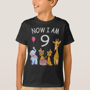 Camiseta Ahora tengo 9 años, 9 años, cumpleaños en el zooló