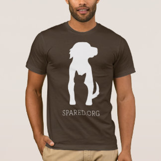 Camiseta AHORRADA del logotipo - blanco en marrón