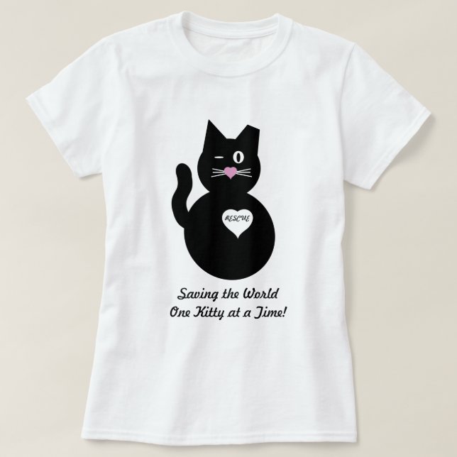 Camiseta Ahorrando el mundo, un gatito a la vez (Diseño del anverso)