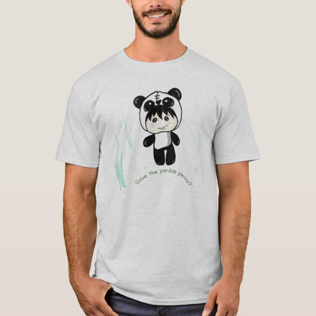 Camiseta ¿Ahorre las pandas satisfacen? (Anverso)