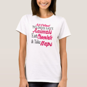 Camiseta Ahorre los animales comen siestas de la toma del