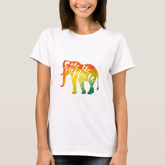 Camiseta Ahorre los elefantes. Caligrafía, arte gráfico (Anverso)