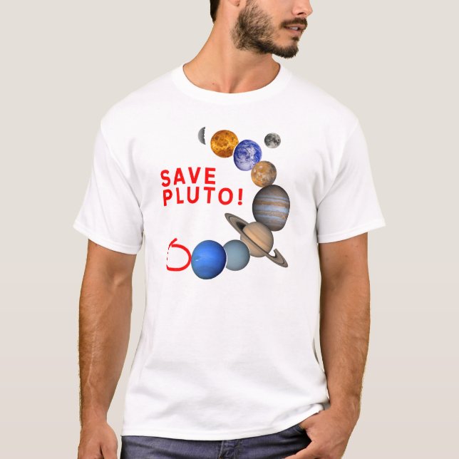 Camiseta Ahorre Plutón (la Sistema Solar) (Anverso)