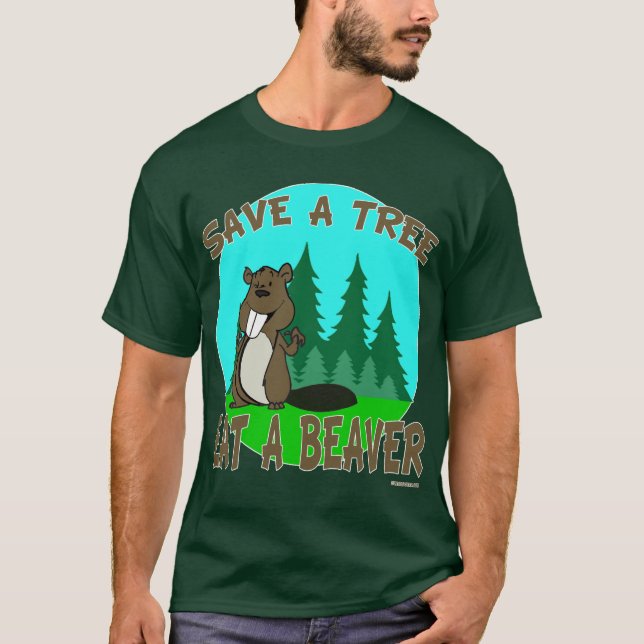 CAMISETA AHORRE UN ÁRBOL COMEN UN CASTOR (Anverso)