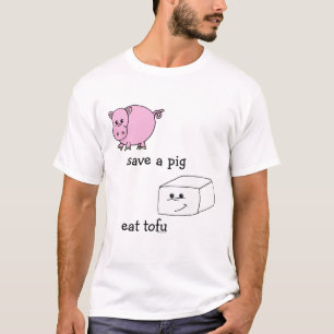 Camiseta ahorre un cerdo comen el queso de soja