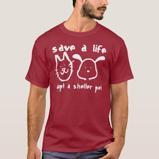 Camiseta Ahorre una vida - adopte a un mascota del refugio (Anverso)
