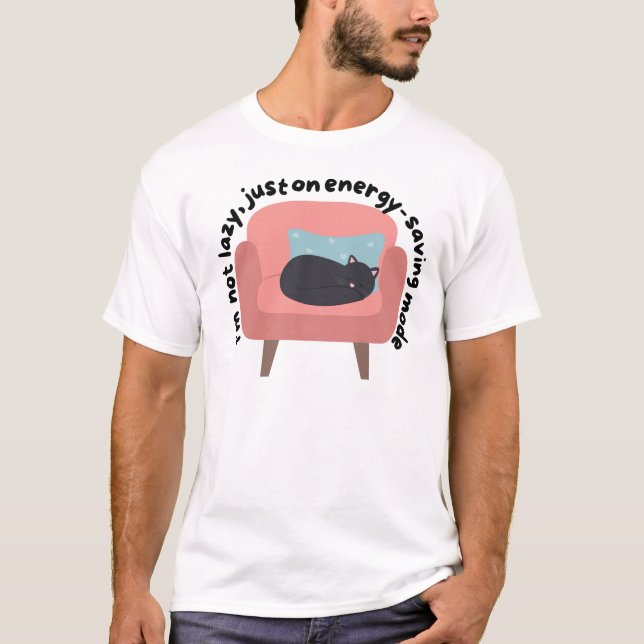 Camiseta Ahorro de diseño de gatos en modo de energía - Aco (Anverso)