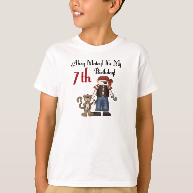 Camiseta Ahoy 7mo cumpleaños del pirata afable (Anverso)