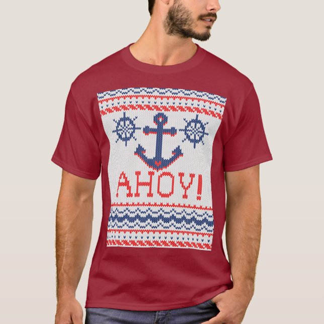 Camiseta AHOY estilo náutico del puente del navidad que (Anverso)