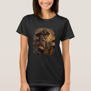 Camiseta ¡Ahoy, Matey! Diseño de gato pirata con barco y ju