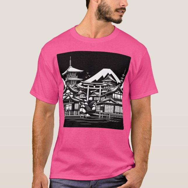 Camiseta Ai Art Edificios Tradicionales De Kyoto En Blanco  (Anverso)
