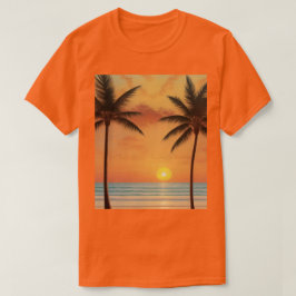 Camiseta AI Art Morning Sunrise Beach Palm Trees T-Shirt
